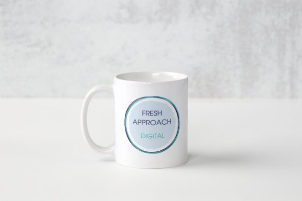 white fresh approach digital mug