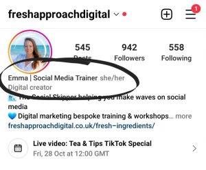 Instagram business profile Fresh Approach Digital